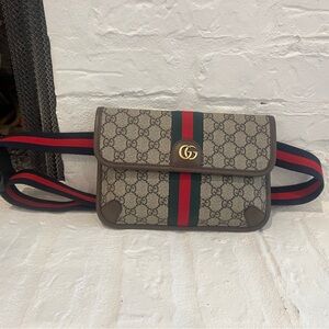 Faux Gucci Beige and Brown Belt Bag